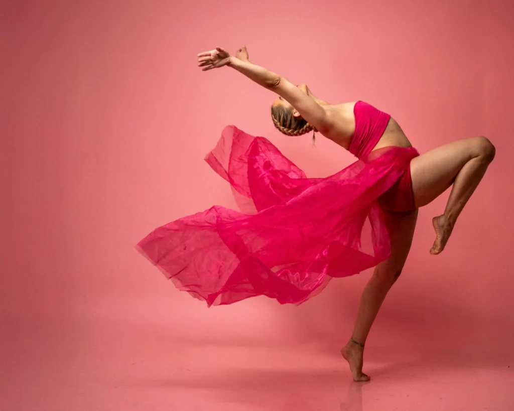 Elegant Contemporary Dancer in Flowing Pink Dress